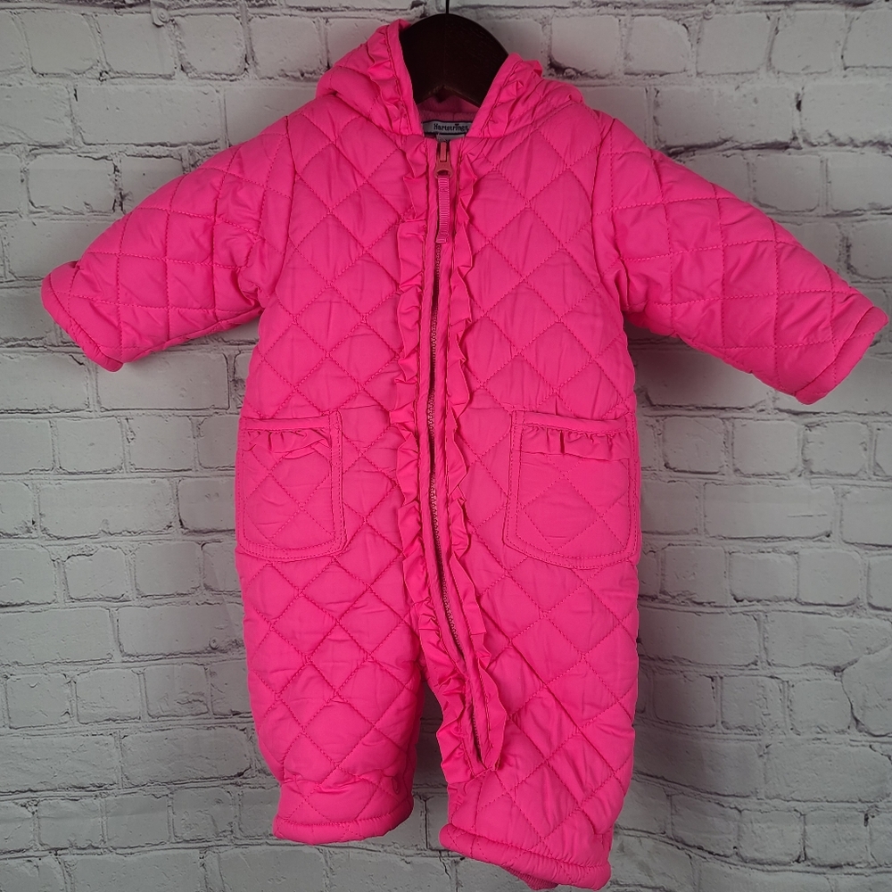 Heartstrings Snow/Pram suit. Quilted Hot Pink Sz 0-3 Months